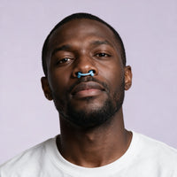 Blue | Silicone Nasal Dilator Nose Clip, worn, man portrait