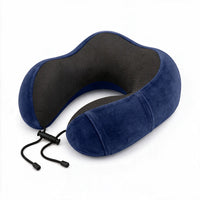 Dark blue | U-Shaped Memory Foam Airplane Neck Pillow, three-quarter view