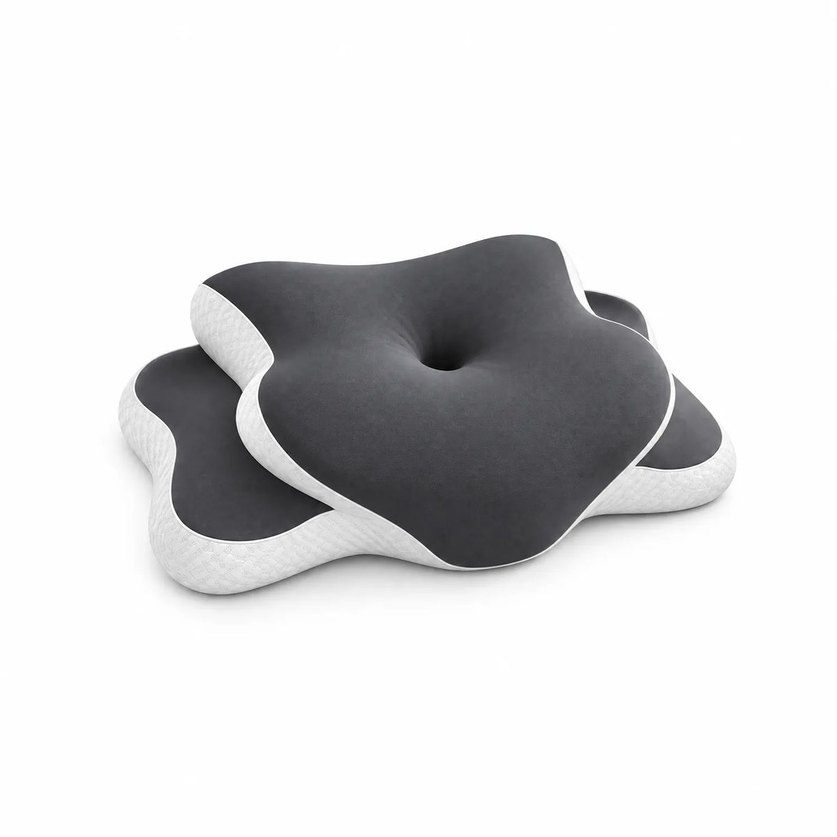 DARK GRAY | Butterfly Dual-Height Cervical Pillow, three-quarter view