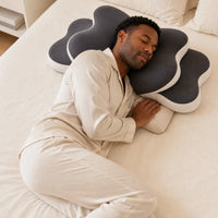 DARK GRAY | Butterfly Dual-Height Cervical Pillow, man sleeping on his side