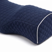 DEEP BLUE | Cervical Contour Memory Foam Pillow, close-up of the quilted cover