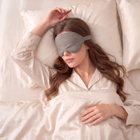 Gray | 3D Sculpted Breathable Sleep Mask, worn, sleeping on pillow