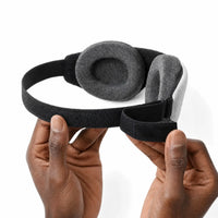 Gray | Memory Foam 3D Sleep Mask with Adjustable Eye Cups, adjusting the strap