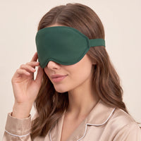 Green | 3D Sculpted Breathable Sleep Mask, worn, worn three quarter