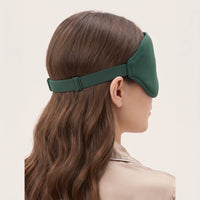Green | 3D Sculpted Breathable Sleep Mask, worn, strap back view