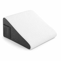 Grey white-ice silk | Foam Wedge Pillow for Elevated Sleeping, three-quarter view with side pocket