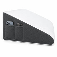Grey white-ice silk | Foam Wedge Pillow for Elevated Sleeping, two pockets holding a phone and glasses