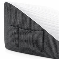 Grey white-ice silk | Foam Wedge Pillow for Elevated Sleeping, close-up of mesh pockets and ice silk cover