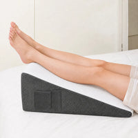Grey white-ice silk | Foam Wedge Pillow for Elevated Sleeping, legs elevated on the wedge