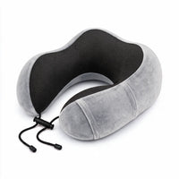 Grey | U-Shaped Memory Foam Airplane Neck Pillow, three-quarter view