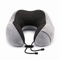 Grey | U-Shaped Memory Foam Airplane Neck Pillow, front view