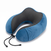 Lake blue | U-Shaped Memory Foam Airplane Neck Pillow, three-quarter view