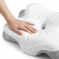 Light Grey | Cooling Memory Foam Pillow (66×40 cm), hand pressing the soft memory foam top