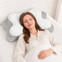 Light Grey | Cooling Memory Foam Pillow (66×40 cm), woman sleeping on her back