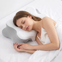 Light Grey | Cooling Memory Foam Pillow (66×40 cm), woman sleeping on her side