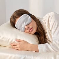 Silver Grey | Soft Silk Blackout Sleep Mask, worn, side sleep