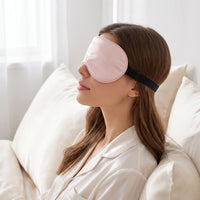 Blush Pink | Soft Silk Blackout Sleep Mask, worn, profile