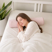 Pink | Cervical Contour Memory Foam Pillow, woman sleeping on her side