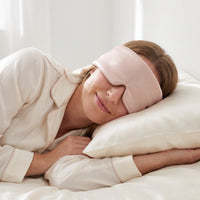 Pink | Silk Satin Sleep Mask, worn, woman side