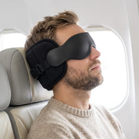 Upgrade Set | Blackout Sleep Mask & Neck Pillow Travel Set, worn, man side strap