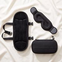 Upgrade Set | Blackout Sleep Mask & Neck Pillow Travel Set, flatlay set