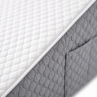 White and Gray | Foam Wedge Pillow for Elevated Sleeping, close-up of quilted cover fabric and pocket
