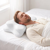 WHITE | Cooling Memory Foam Pillow (66×40 cm), man sleeping on his back